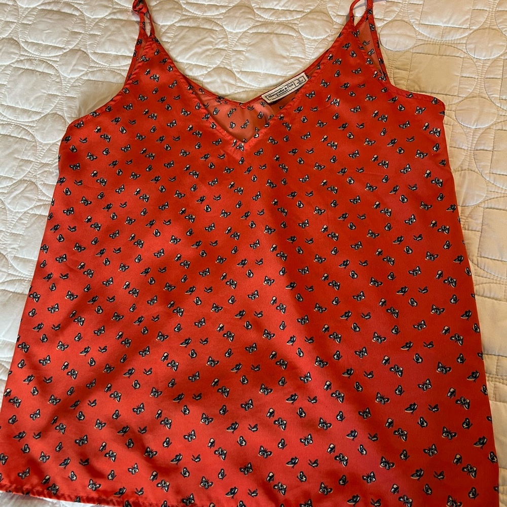 Abercrombie and Fitch, orange tank top with butterfly print. Size Small